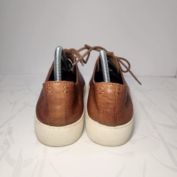 Frye Webster Leather Sneakers Low Cognac Lace Up Women Size 10M - Picture 5 of 10